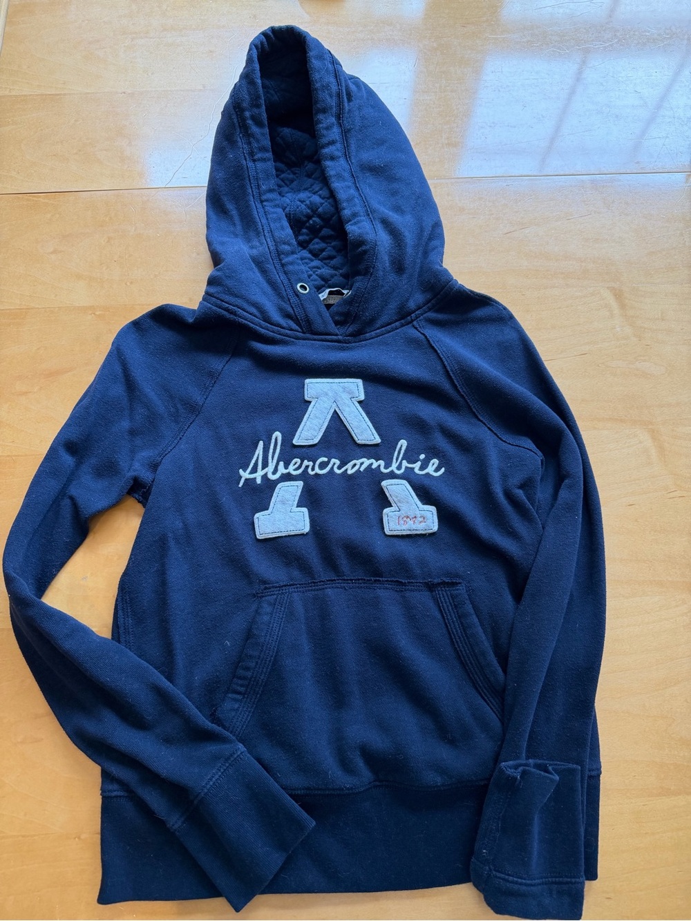 Abercrombie Navy Hooded Sweatshirt with Front Patch
